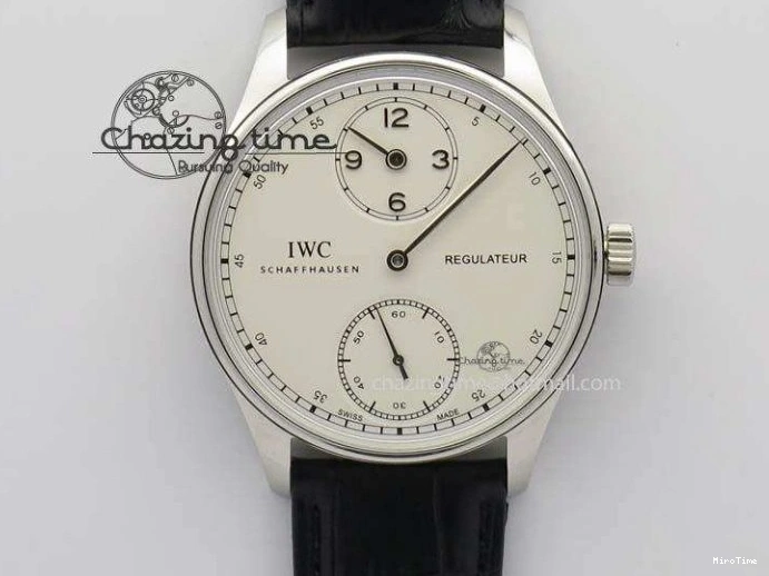 MIROTIME 0424 Effortless Portuguese IW544404 SS White Dial On Black Leather Strap A 7257
